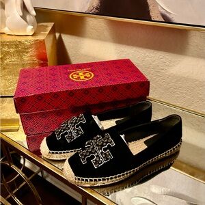 Tory Burch Black Crystal Espadrille
